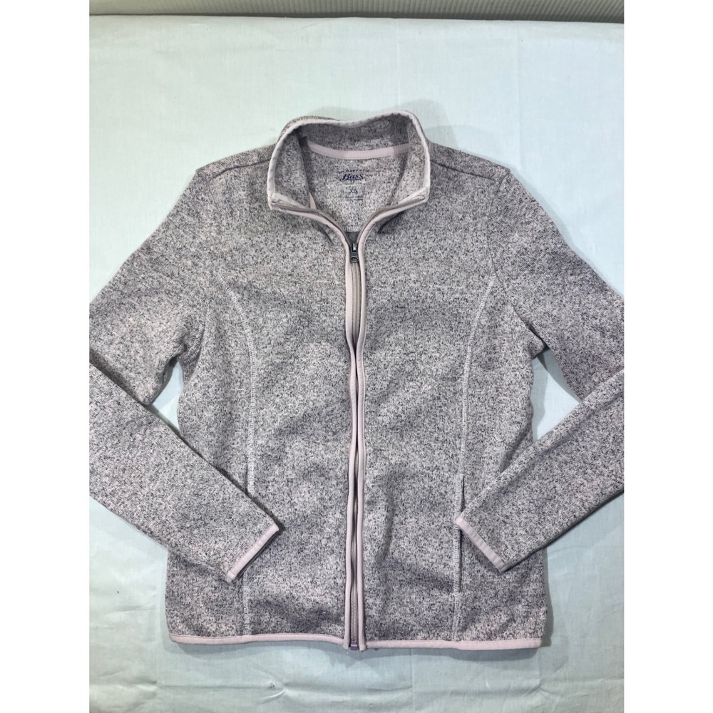 G H Bass & Co Womens Full Zip Fleeceβ Jacket Heather Gray XS Made in Jordan Poly